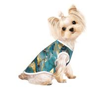 Azurite Chemise légère pour chien Motif marbre à l'huile Bleu sarcelle et feuille d'or T-shirt d'été frais et respirant pour animaux de compagnie Vêtements extensibles sans manches