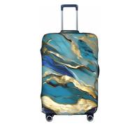 Azurite Housse de protection lavable avec fermeture éclair dissimulée Motif marbre à l'huile Bleu sarcelle et feuille d'or, blanc, L