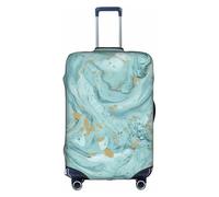 Azurite Housse de protection lavable avec fermeture éclair dissimulée Motif marbre à l'huile Bleu sarcelle et feuille d'or, blanc, L