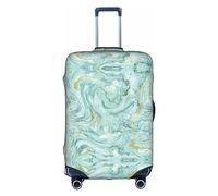 Azurite Housse de protection pour valise de voyage pour enfant et adulte Bleu sarcelle et feuille d'or 45,7 à 81,3 cm, BLANC, Small
