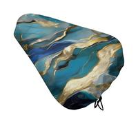 Azurite Housse de selle de vélo imperméable et anti-poussière avec cordon de serrage réglable pour homme et femme - Motif marbre bleu sarcelle et doré