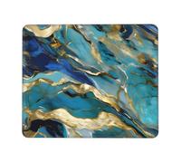 Azurite Tapis de souris rectangulaire avec motif marbré à l'huile et feuille d'or pour ordinateur, tapis de souris antidérapant 25,4 x 30,5 cm 20,9 x 24,1 cm