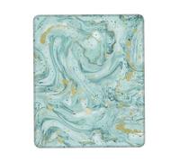 Azurite Teal and Foil Gold Oil Marbre Pattern Print Mousepad, Gaming Mousepad, Tapis de souris d'ordinateur pour ordinateur portable Tapis de souris 25,5 x 30,5 cm Bureau 25,9 x 22,5 cm