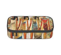 Azurite Trousse à crayons de grande capacité avec compartiments et fermeture éclair pour étudiants, enseignants, bureau Bleu sarcelle et doré, Femmes en Égypte ancienne, One Size, Imprimé