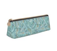 Azurite Trousse à maquillage multifonction en cuir avec motif marbre à l'huile Bleu sarcelle et feuille d'or, blanc, One Size, Légères