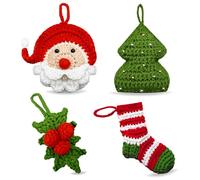 AzurUK Ornements de Noël - Décorations pour Sapin Fait Main, Ornement Père Noël, Décorations Artisanales, Décors Festifs, Chaussettes de Noël, Décoration Kokina, Arbre de Noël (Lot de 4 - Fait Main)