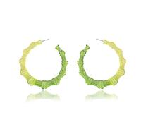 Azusa Sun Boucles d'oreilles créoles colorées en bambou des années 80 et 90 pour femme, grandes boucles d'oreilles épaisses en résine acrylique de bambou Hip Hop, 1 Pair, Acrylique, Pas de gemme