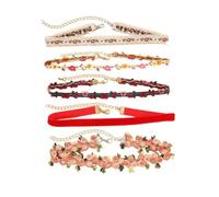 Azusa Sun Ensemble ras du cou pour femme - Collier ras du cou en velours avec pendentif en forme de fleur - Joli collier ras du cou rose et vert marguerite - Cadeau de Saint-Valentin, One Size, Coton