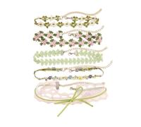 Azusa Sun Ensemble ras du cou pour femme - Collier ras du cou en velours avec pendentif en forme de fleur - Joli collier ras du cou rose et vert marguerite - Cadeau de Saint-Valentin, One Size, Coton