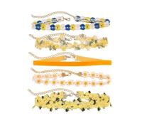 Azusa Sun Ensemble ras du cou pour femme - Collier ras du cou en velours avec pendentif en forme de fleur - Joli collier ras du cou rose et vert marguerite - Cadeau de Saint-Valentin, One Size, Coton