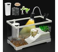 AZV Grand kit de réservoir pour tortue, aquarium de démarrage PC, curseur à oreilles rouges pour bébé tortue, poissons et amphibiens, comprend 1 plate-forme de prélassation, 1 filtre, 2 plaques