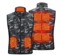 AZVFLY Veste chauffante unisexe pour l'hiver : tissu imperméable veste chauffante 9 zones de chauffage 3 régulation de la température pour le camping en plein air, Camouflage, S