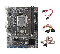 Azwamkue Carte mère Miner B250C + câble double interrupteur avec lumière+câble 4 broches vers SATA+câble SATA 12 PCIE vers USB3.0 fente pour carte graphique