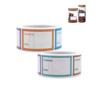 AZWOOD Etiquettes Autocollantes Bocaux, 2 Rouleaux 1000 Étiquettes Confitures - 25 x 40mm Étiquettes Multifonctionnel Universelles pour Boîtes de Congélation, Bocaux (Multicolore)