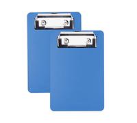 AZWOOD mini clip planches en plastique, 2pcs Porte Bloc PVC avec pince et système d'accroche mural, pour bloc-notes, reçus, listes de poches -10 x 15 cm (bleu)