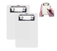 AZWOOD Porte-bloc A6 avec Pince, 2pcs Blanc Mini Clipboard - 10 x 15 cm Format Vertical Planchettes avec Porte-stylo et Système D'accroche Mural pour Bloc-notes, Reçus, Listes de Poches
