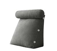 AZXYYEHD Oreiller De Lecture, Conception De Poche Latérale pour Un Stockage Facile des Téléphones Portables, Et Housse Lavable ，Forme pour Lire, Travailler, Jouer, Regarder La Télévision(Dark Grey,L)