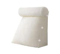 AZXYYEHD Oreiller De Lecture, Conception De Poche Latérale pour Un Stockage Facile des Téléphones Portables, Et Housse Lavable ，Forme pour Lire, Travailler, Jouer, Regarder La Télévision(White,L)
