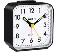 Azyh Réveil analogique, Silencieux, sans tic-tac, avec lumière, répétition, Fonctionne avec Piles, Alarme Forte, Lumineux, Horloge Portable, Petite Horloge de Voyage silencieuse pour dormeur Profond