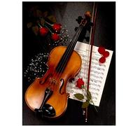 AZYJBF Instrument De Musique Violon Diamant Peinture Kits Complet Forage Bricolage 5D Strass Cristal Broderie Photos Cross Stitch Art pour La Décoration Intérieure, 40X50Cm
