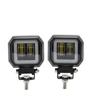AZYUERHI Phares Avant Lumière LED ronde avec yeux d'ange | Projecteurs portables étanches 12V-80V, 2 pièces, pour moto et camion tout-terrain(2X WHITE AND YELLOW 3)