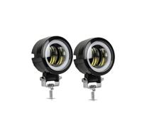 AZYUERHI Phares Avant Lumière LED ronde avec yeux d'ange | Projecteurs portables étanches 12V-80V, 2 pièces, pour moto et camion tout-terrain(2X WHITE AND WHITE)