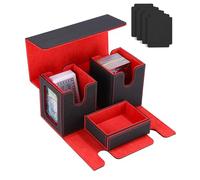 Azyvum Boîte de rangement pour cartes MTG Commander, Boîte à Cartes pour 200+ Cartes avec Compartiment, étui magnétique en cuir PU, avec 4 Séparateurs en Carton, Boîte à Dés, 2 Porte-Cartes