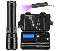 Azyvum Lampe Torche LED Ultra Puissante, 3000 Lumens Lampe De Poche, Lampe Torches Rechargeable USB, Lampe De Poche LED Ultra Puissante, Lampe Torche Tactique Longue Portée IPX6 Étanche Pour Camping