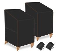 Azyvum Lot de 2 housses de protection pour chaises de jardin - En tissu Oxford 210D - Imperméables et résistantes à l'hiver - Avec cordon de serrage - Coupe-vent - Indéchirable - 64 x 64 x 120 cm