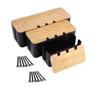 Azyvum Lot de 3 Boite Rangement Cable,Boite Cache Cable,Boite Cache Cable Multiprise,Cable Box Cachez et cachez les multiprises et les cordons électriques des téléviseurs,ordinateurs et bureaux