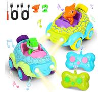 Set de 2 Jouet Voiture Telecommandé Enfant,Voiture Telecommandé Enfant 2 Ans, Jouet Dinosaure avec Lumières et Musique, Cadeaux pour Enfants 2-6 Ans