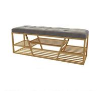 AZZAZETES Banc à chaussures nordique - Tabouret à langer - Meuble à chaussures moderne et simple - Coussin long - Porte d'entrée - Banc à chaussures - Étagère à chaussures (A, M 100 cm)