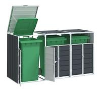 Azzrora Conteneur pour 3 poubelles Cache Poubelle Box pour Poubelle Extérieur Abri de Poubelle Enveloppement pour Poubelle Vérrouillable-Anthracite-pour 3 Poubelles
