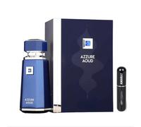 Azzure Aoud Parfum arabe à longue durée importé de Dubaï avec vaporisateur rechargeable de 5 ml, parfum boisé avec des notes de fruit de la passion, oud et cuir (Azzure Aoud)