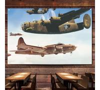 B-17 Vs. The B-24 Bomber in World War II Drapeau Bannière Tableau mural Peinture sur toile Aviation Art militaire Affiches et impressions d'art mural Décoration murale Tapisserie pour chambre, salle