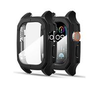 (B)2pcs for iWatch Ultra/Ultra2 Screen Protector Case 49mm, Watch Full Protective Cover Hard PC Bumper Built-in HD Tempered Glass Film