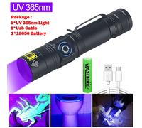 B-365nm With Battery Mini lampe de poche UV aste par USB, lampe noire ultraviolette, tapis violet, détecteur d'urine pour animaux de compagnie, attraper le scorpion, 365nm, 395NM ""Nipseyteko