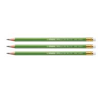 STABILO GREENgraph - Crayon papier - Blister x 3 crayons graphite HB - avec bout gomme