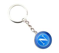B.a.u.q.o.o. Porte-clés Napoli en métal et verre Cabochon couleur argent gadgets bleu homme femme dans un joli étui couleur licorne taille unique accessoires voiture idée cadeau, bleu ciel, Taille