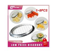 B Argent 8 pièces-1~8 pièces Trancheuse à œufs Tranche bouillie en acier inoxydable Râpe Hachoir à fruits