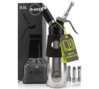 B-ARS Siphon Chantilly 500ml Hybride INOX Blanc, Écumes et Mousses | Bouteille en acier inoxydable et tête en aluminium : corps résistant et partie haute plus agréable à manipuler.
