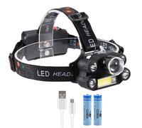 B Avec Batterie - Lampe Frontale T6 Étanche, Lumière Noire Uv, 2 Piles 18650, En Plastique, Multifonction, Pour Camping, Randonnée, Chasse