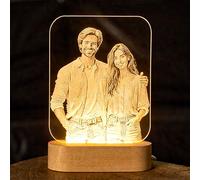 B BachVibes Lampe Personnalisée Gravée avec Photo et Veilleuse 3D - Cadeau Original pour Anniversaire, Saint-Valentin et Fête - Idéale pour Couples, Amis et Famille (Blanc chaud)