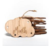 B Bachvibes - Wooden Baby Monthly Milestone Plaques - Set of 12 Monthly Discs - Ideal for Newborn Photos and Baby Celebration Gift. (Anglais)