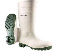 B BALSAT Bottes de travail blanches avec semelle verte, cuir, bout en acier, antidérapantes, imperméables, unisexes, Blanc avec semelle verte, 46 EU