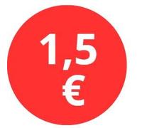 B BALSAT Étiquettes de Prix 1€, 2€, 3€ OFFRE Pack Euro de 500 Autocollants Ronds Rouges Adhésifs Déployables Étiquettes de Prix Soldes Réductions Offre Liquidation (1,5 €)