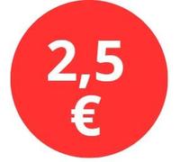 B BALSAT Étiquettes de Prix 1€, 2€, 3€ OFFRE Pack Euro de 500 Autocollants Ronds Rouges Adhésifs Déployables Étiquettes de Prix Soldes Réductions Offre Liquidation (2,5 €)