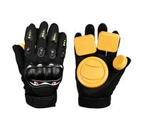 B Baosity 1 Paire Gants de Planche à roulettes Longboard Skateboard - Jaune Quatre curseurs, 22cmx11cm