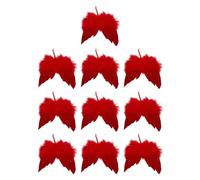 B Baosity 10 Pièces Plume Ange Ailes Décoration Suspendue Accessoire Ornement Costume Fête Fabriqué en Plume Convient pour Décoration Noël Arbre Cosplay Cadeau, Rouge