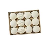B Baosity 12 Pièces Boule de Noël Ornement de Fête Boule Suspendue en Velours Pendentif Élégant Décoration Portable Réutilisable Matériau Doux Adapté à L, Beige